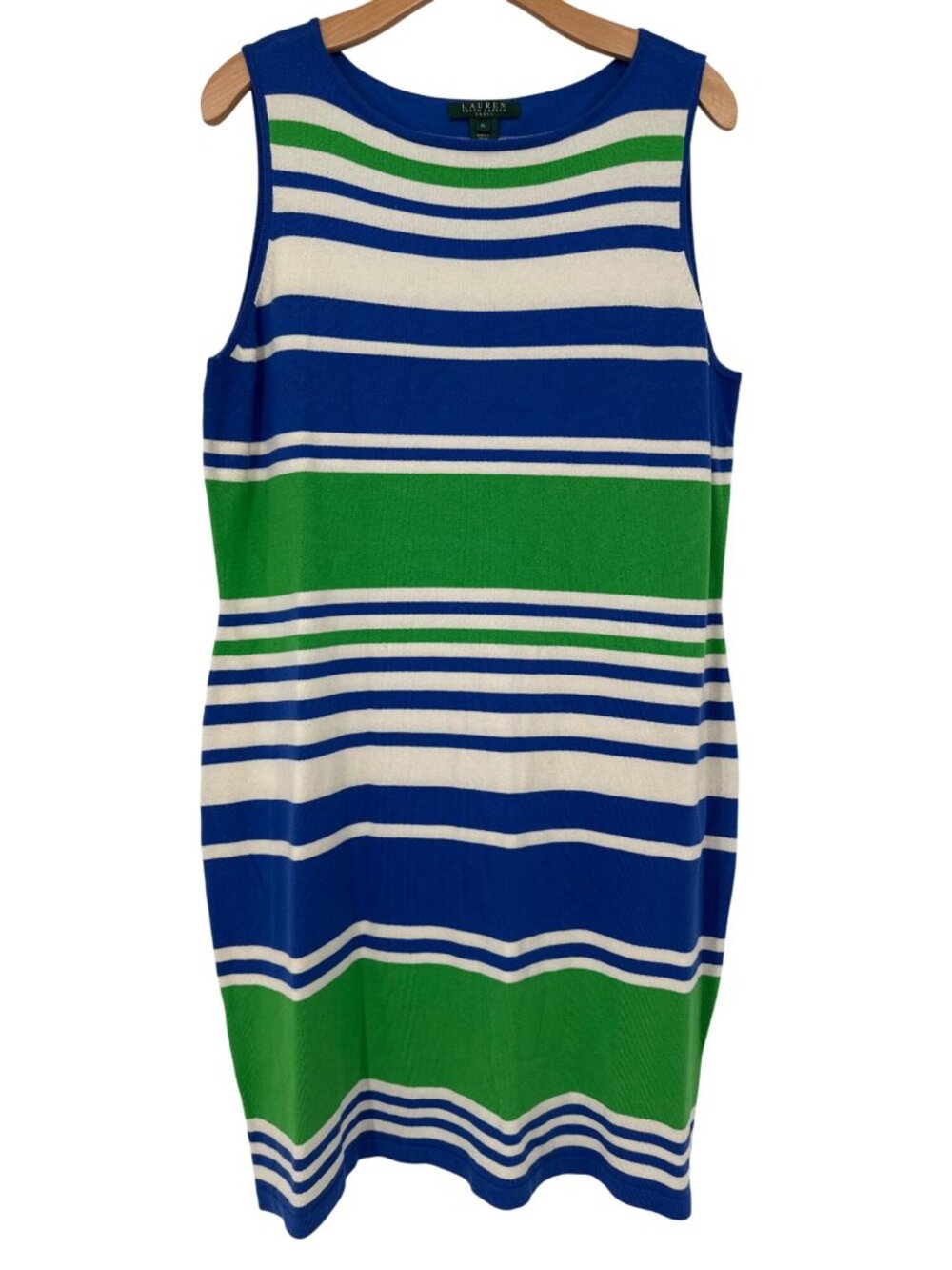 Lauren Ralph Lauren Striped Sleeveless sweater Knit Dress  size XL Cotton
